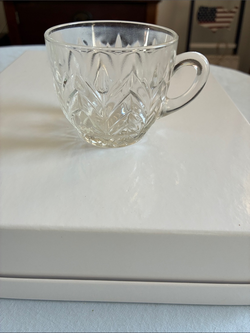 1950’s Jeannette Glass’ Feather Collection Pressed Glass Tea/Punch Cup Set 12